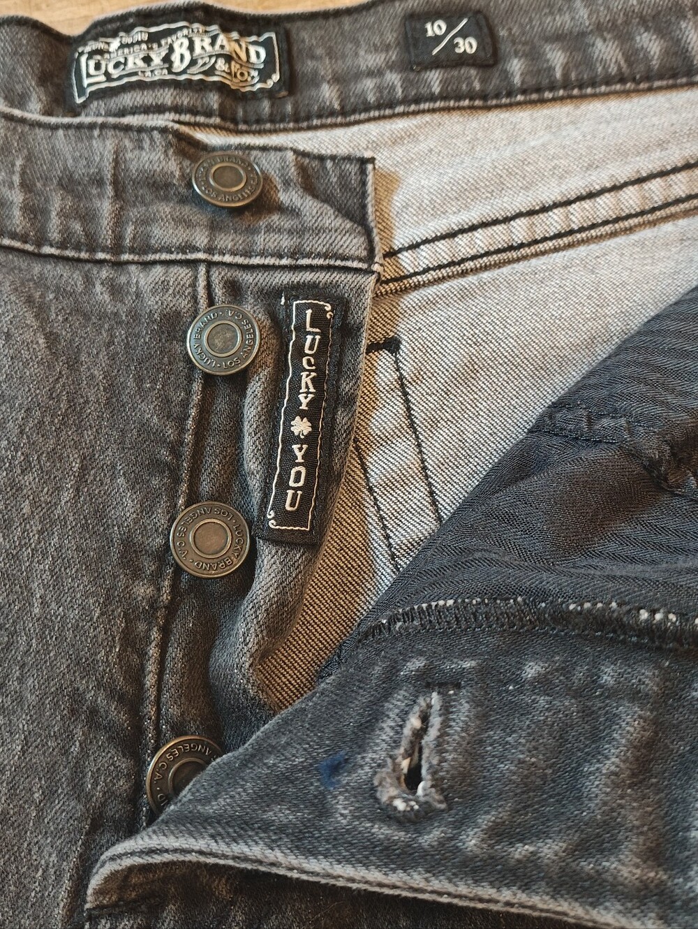 Lucky Brand Women's Washed Black Straight Leg Crop Jeans with Button Fly Size 30